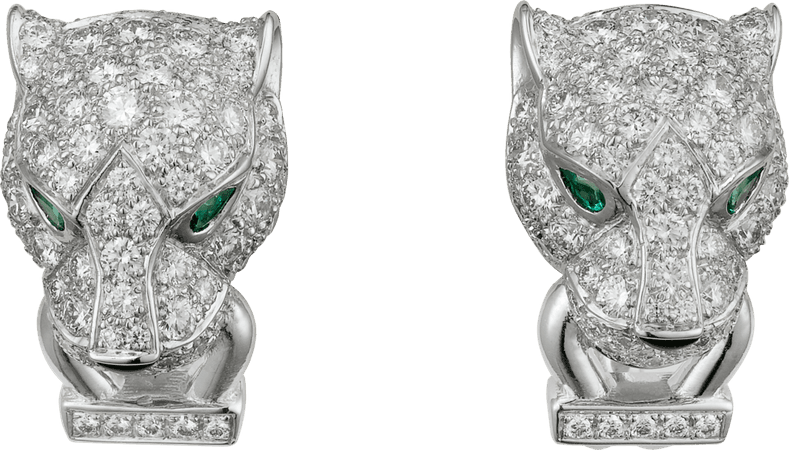 CRN8503200 - Panthère de Cartier earrings - White gold, diamonds, emeralds, onyx - Cartier