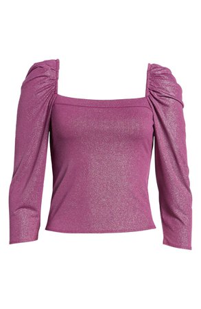 Open Edit Puff Sleeve Sparkle Top | Nordstrom