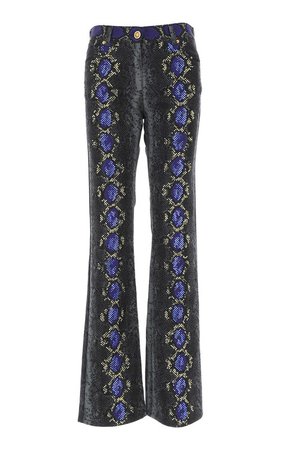 Python Cotton Gabardine Flared-Leg Jeans by Versace | Moda Operandi