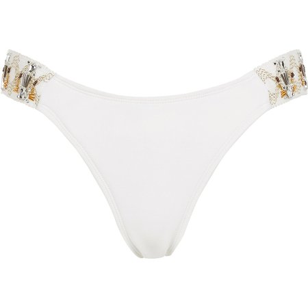 White embellished high leg bikini bottoms - Bikini Bottoms - Bikinis - Swimwear & Beachwear - women