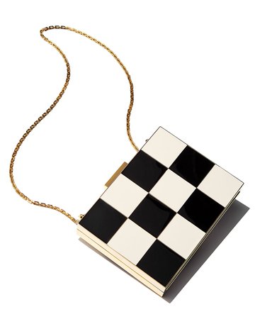 Valentino Metallic Checkerboard Box Minaudiere Bag