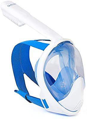 Amazon.com : DIVELUX Snorkel Mask - Original Full Face Snorkeling and Diving Mask with 180° Panoramic Viewing - Longer Ventilation Pipe, Watertight, Anti Fog & Anti Leak Technology, (Black, L/XL) : Sports & Outdoors