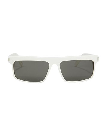 Narrow Rectangle White Sunglasses