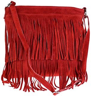 red fringe shoulder bag