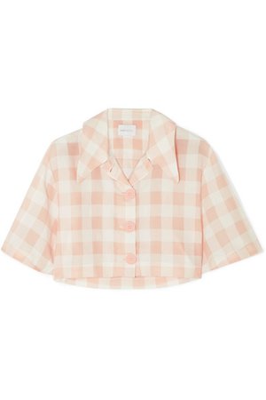 alice McCALL | Pink Moon cropped gingham cotton-blend shirt | NET-A-PORTER.COM