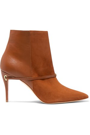 Jennifer Chamandi | Nicolò 85 suede and leather ankle boots | NET-A-PORTER.COM