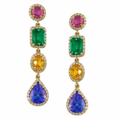 ruby emerald citrine and sapphire earrings