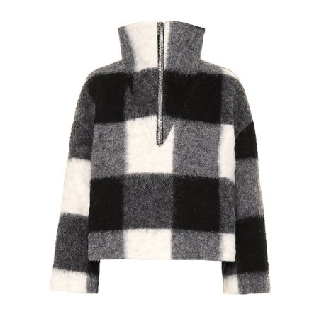 Rent or Buy Ganni Check Wool-Blend Half-Zip Sweater from MyWardrobeHQ.com