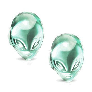 Pair of Pyrex Glass Alien Face Design Ear Plugs
