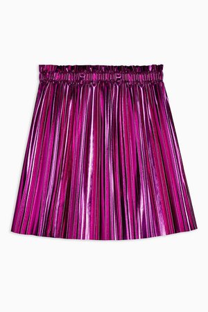 Pink Metallic Pleated PU Mini Skirt | Topshop