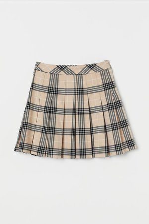 Pleated Skirt - Beige/checked - Ladies | H&M US