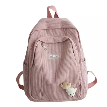 Stripe Corduroy School Backpack - Shoptery