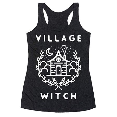 Amazon.com: LookHUMAN Village Witch Heathered Black Women's Racerback Tank: Clothing