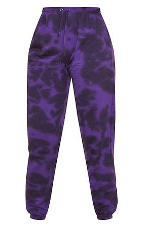 Tall Dark Purple Tie Dye Acid Wash Joggers | PrettyLittleThing USA