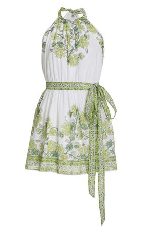 white and green flower dress