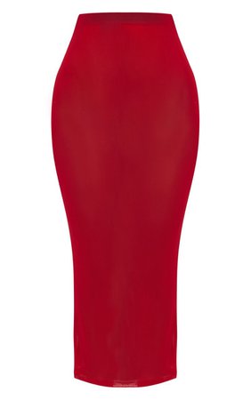 Shape Burgundy Sheer Mesh Maxi Skirt | Curve | PrettyLittleThing USA