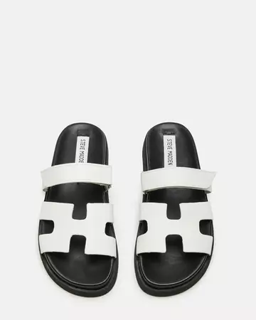 MAYVEN White/Black Flatform Slide Sandal | Women's Sandals – Steve Madden
