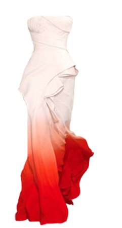 Dress long white red