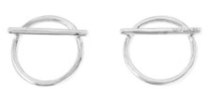 Line Hoop Earrings Silver