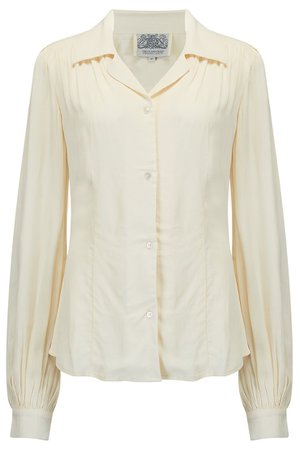 Poppy Long Sleeve Blouse in Cream, Authentic & Classic 1940s Vintage S – Rock n Romance