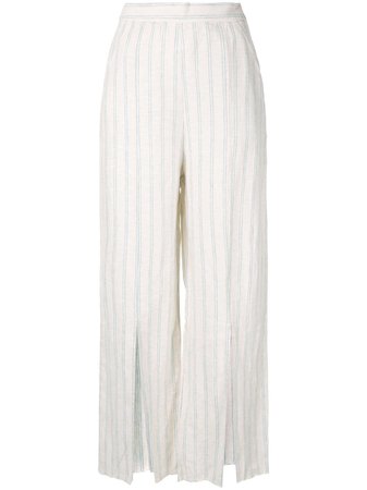 Neutral Venroy Striped Split Wide Leg Trousers For Women | Farfetch.com