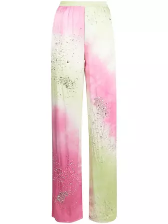 DES PHEMMES crystal-embellished tie-dye Trousers - Farfetch