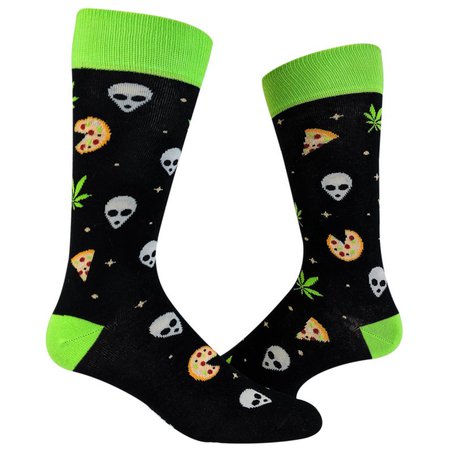 Stoner Socks / Alien Pizza Weed Socks