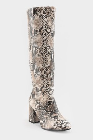Jodey Snake Print Tall Boots | francesca's