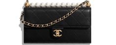 Clutch with Chain, goatskin, imitation pearls & gold-tone metal, black - CHANEL AP0997 B02156 94305 | Chanel, Flap bag, Chanel flap bag