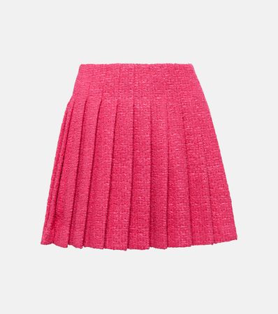 Pleated Boucle Miniskirt in Pink - Self Portrait | Mytheresa