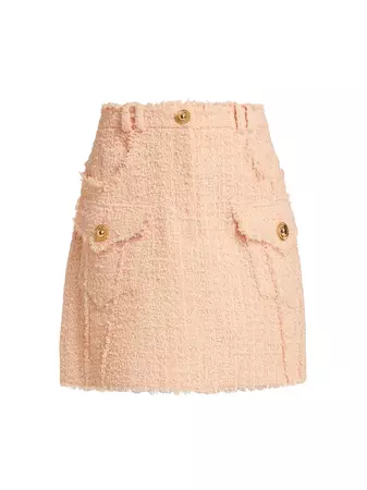 Shop Balmain Tweed Trapeze Miniskirt | Saks Fifth Avenue
