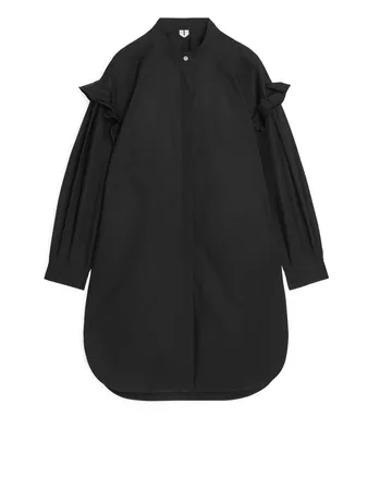 Frill Shirt Dress - Black - Dresses - ARKET NO