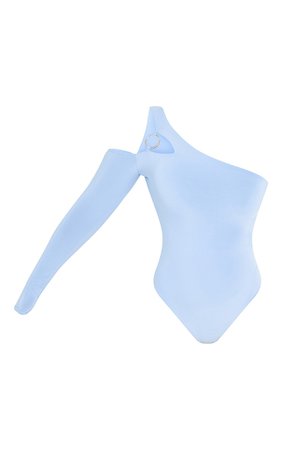 Dusty Blue Slinky O-Ring One Shoulder Bodysuit | PrettyLittleThing USA