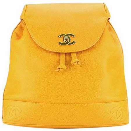 Chanel Orange Caviar Leather Backpack