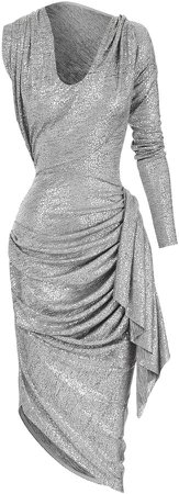 Systematic Ruched Metallic-Knit Dress