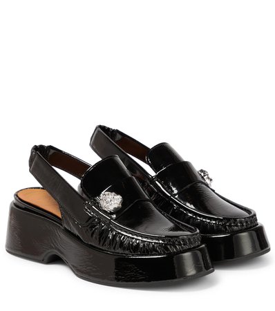 Ganni - Slingback patent leather loafers | Mytheresa