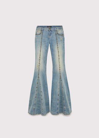 BELL-BOTTOM JEANS WITH EMBROIDERY STUDS | Blumarine