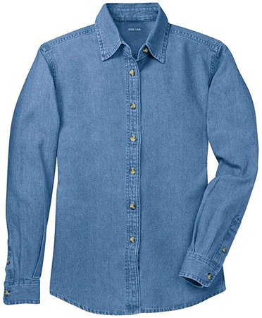 Ladies Long Sleeve Value Denim Shirts in Sizes XS-4XL at Amazon Women’s Clothing store