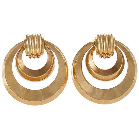 Retro Gold Hoop Earrings For Sale at 1stdibs