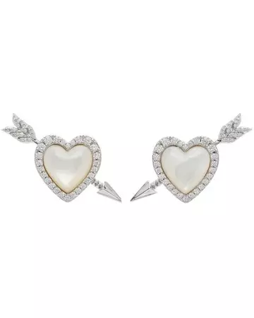 ShuShu/Tong Silver & Yvmin Edition Shell Heart Arrow Earrings in Black | Lyst