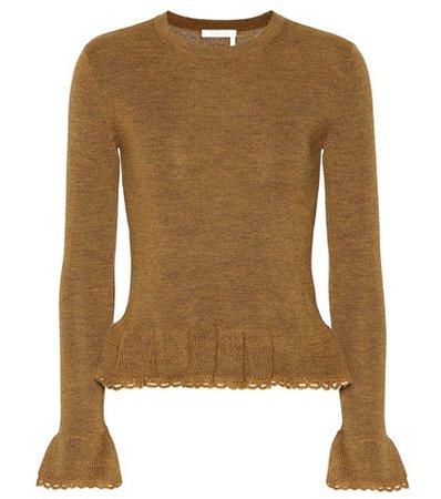 Ruffled wool sweater