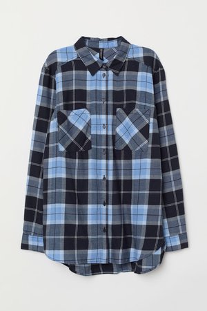 Cotton Shirt - Blue/black plaid - Ladies | H&M US