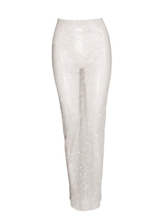 White Crystal Net Skirt | Akna