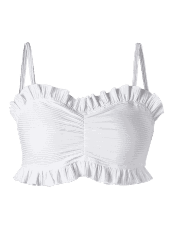 Ribbed Flounced Camisole WHITE: Tank Tops XL | ZAFUL