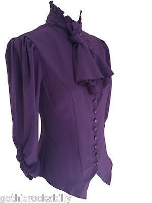 purple blouse with cravat