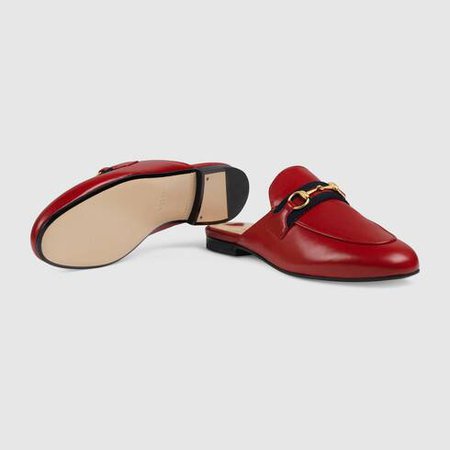 Red Women's Princetown leather slipper | GUCCI® UK