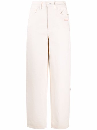 Off-White logo-print wide-leg Jeans - Farfetch