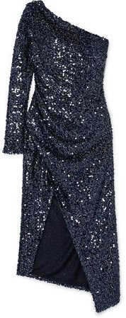 Mamounia One-shoulder Sequinned Tulle Dress - Midnight blue