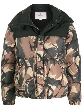 Woolrich Camouflage Print Padded Coat