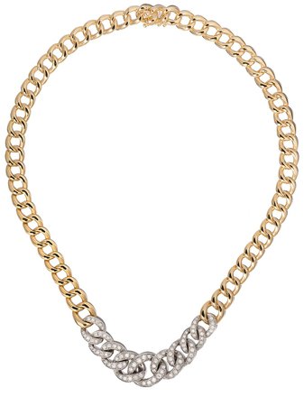 LEO PIZZO 18kt white & yellow gold Groumette chain-link diamond necklace - FARFETCH